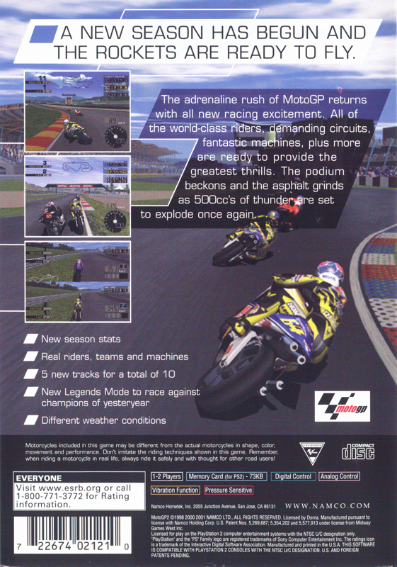 MotoGP 2 | PlayStation 2 | back cover | Data by MobyGames.com