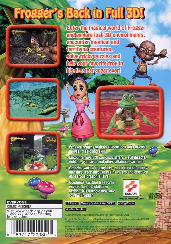 Frogger: The Great Quest | PlayStation 2 | back cover | Data by MobyGames.com