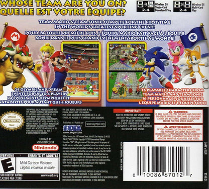 
Mario & Sonic at the Olympic Games | Nintendo DS | back cover | Data by MobyGames.com