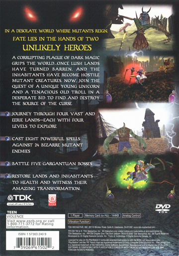 Pryzm: Chapter One - The Dark Unicorn | PlayStation 2 | back cover | region=North America | source-country=Canada,United States | zypher-v2 | moby-4640769c9fe6 | Data by MobyGames.com