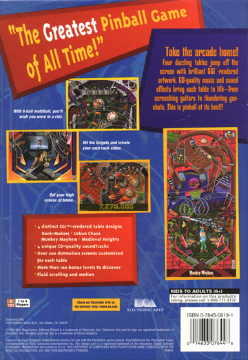 Extreme Pinball | PlayStation | back cover | moby-e89327b7ac6f | Data by MobyGames.com