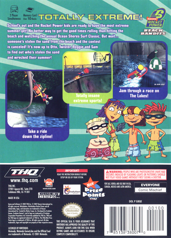 
Rocket Power: Beach Bandits | GameCube | back cover | Data by MobyGames.com