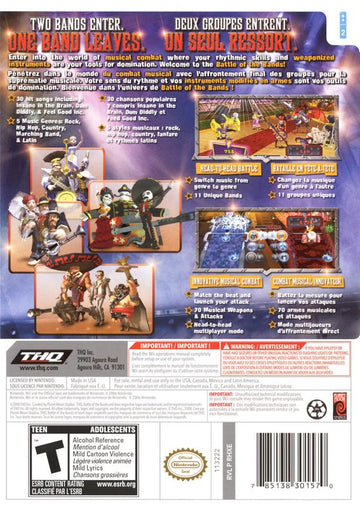 
Battle of the Bands | Wii | back cover | Data by MobyGames.com