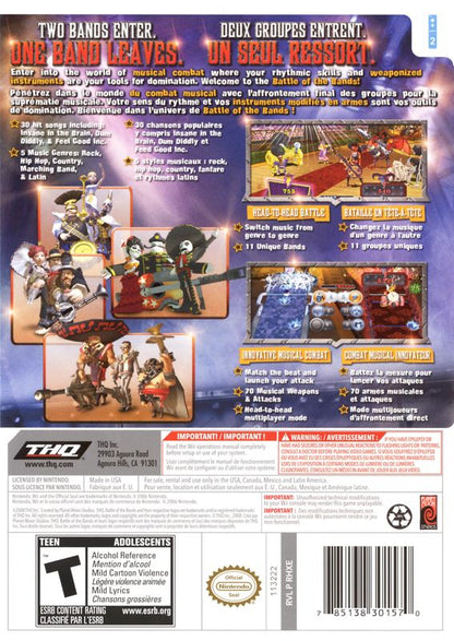 
Battle of the Bands | Wii | back cover | Data by MobyGames.com