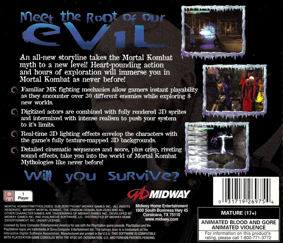 Mortal Kombat Mythologies: Sub-Zero | PlayStation | back cover | region=North America | source-country=United States | zypher-v2 | moby-1ef16d053655 | Data by MobyGames.com