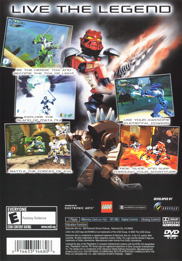 
Bionicle | PlayStation 2 | back cover | Region: North America | source-country=United States | Data by MobyGames.com
