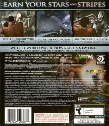 
Turning Point: Fall of Liberty | PlayStation 3 | back cover | Data by MobyGames.com