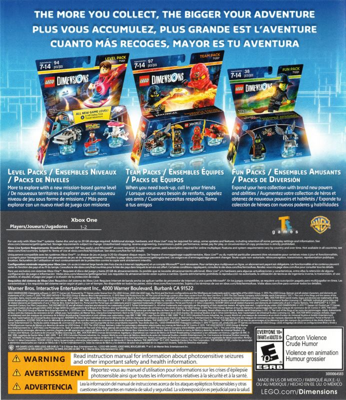 
LEGO Dimensions | Xbox One | back cover | Data by MobyGames.com