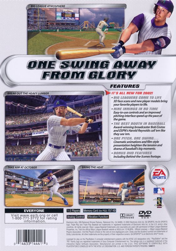 
Triple Play 2002 | PlayStation 2 | back cover | Data by MobyGames.com