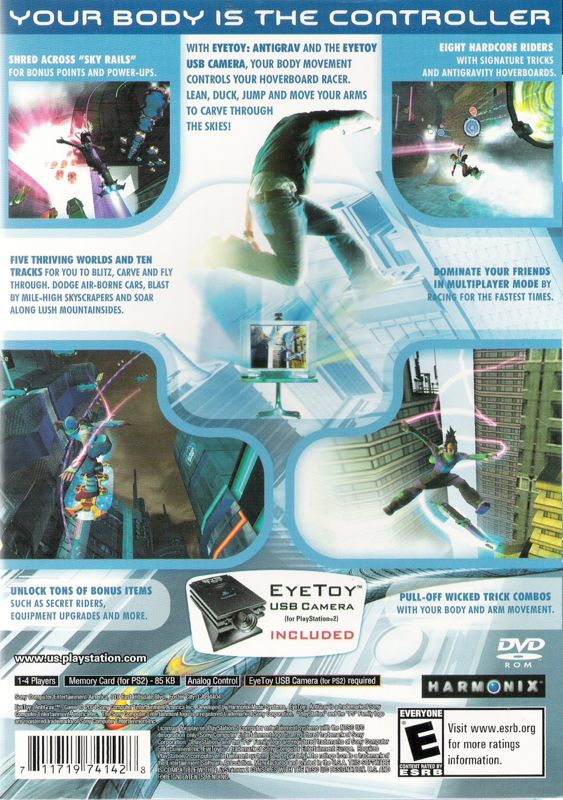 
EyeToy: AntiGrav | PlayStation 2 | back cover | Data by MobyGames.com