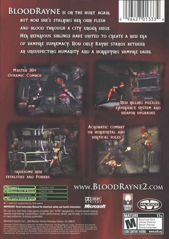 
BloodRayne 2 | Xbox | back cover | Data by MobyGames.com