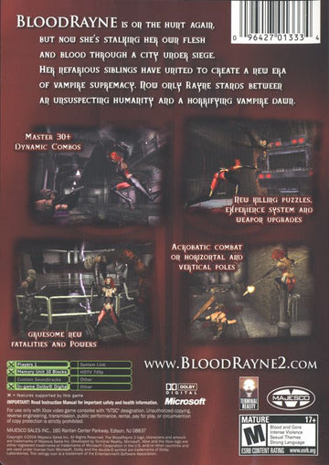 
BloodRayne 2 | Xbox | back cover | Data by MobyGames.com