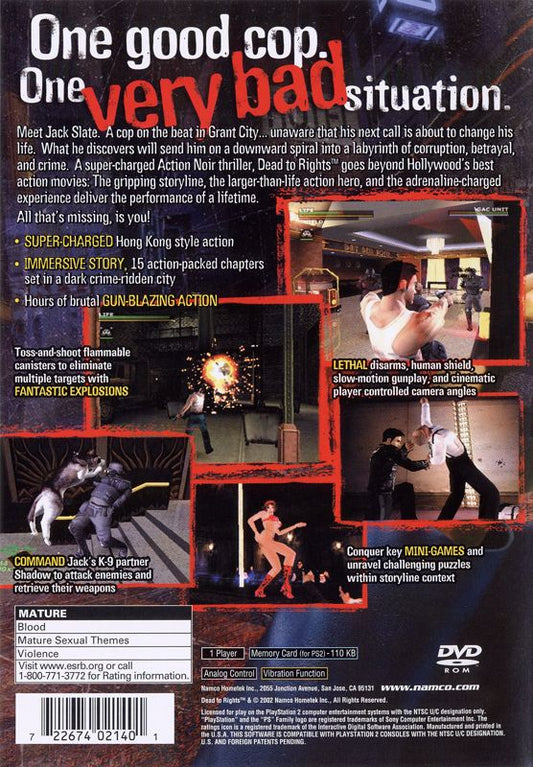 
Dead to Rights | PlayStation 2 | back cover | Data by MobyGames.com