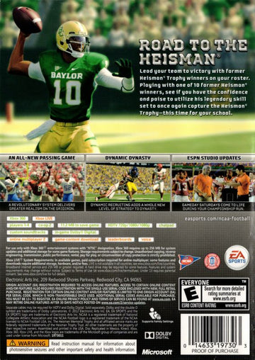 NCAA Football 13 | Xbox 360 | back cover | region=North America | source-country=United States | zypher-v2 | moby-7c63afdabc5d | Data by MobyGames.com