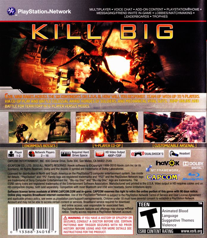 
Lost Planet 2 | PlayStation 3 | back cover | Data by MobyGames.com