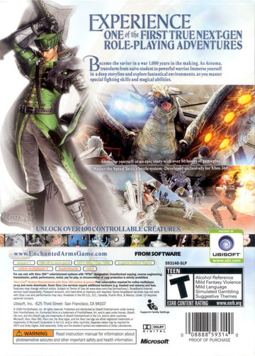 
Enchanted Arms | Xbox 360 | back cover | Data by MobyGames.com