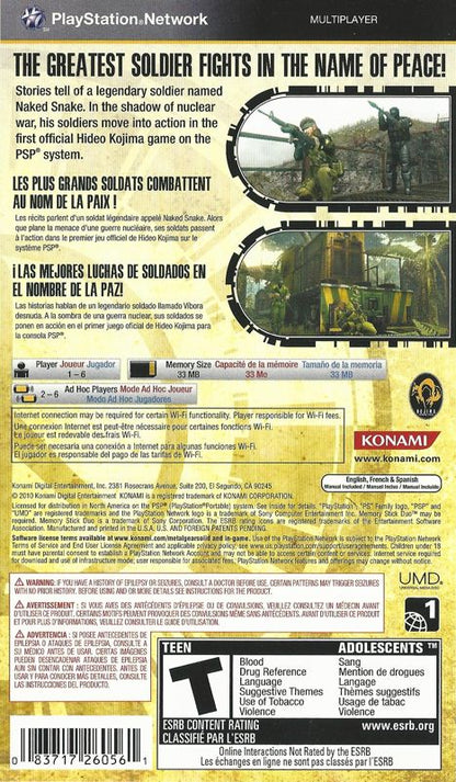 
Metal Gear Solid: Peace Walker | PSP | back cover | Data by MobyGames.com