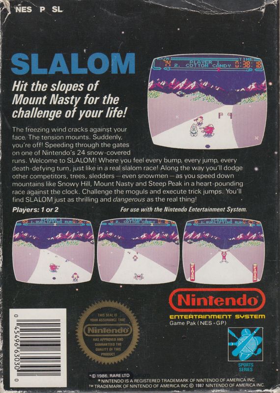 
Slalom | NES | back cover | Data by MobyGames.com
