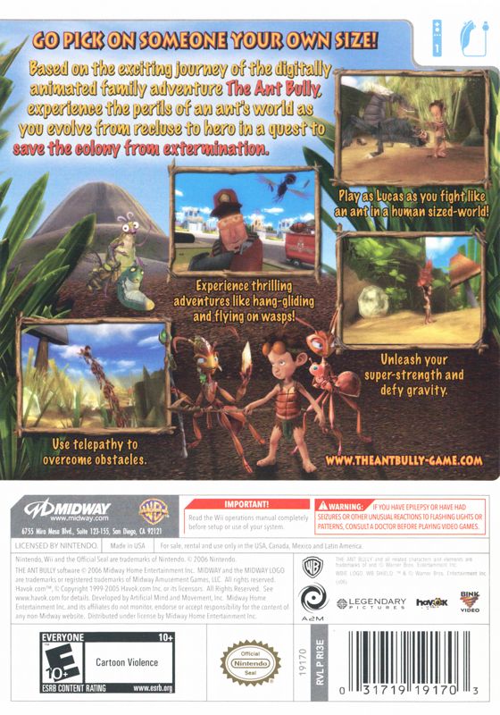 The Ant Bully | Wii | back cover | region=North America | source-country=United States | zypher-v2 | moby-35a24e4d3d33 | Data by MobyGames.com