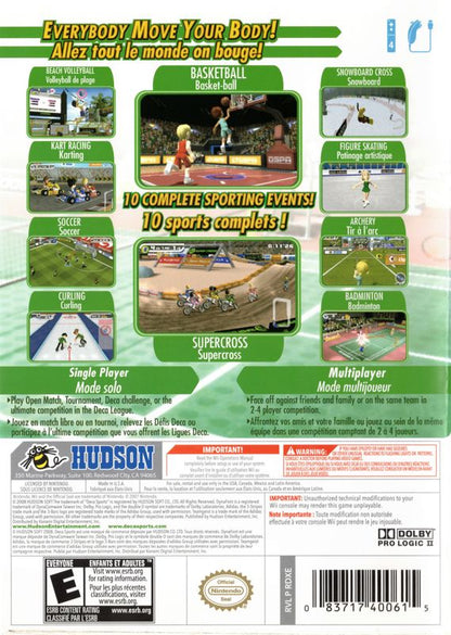 
Deca Sports | Wii | back cover | Data by MobyGames.com