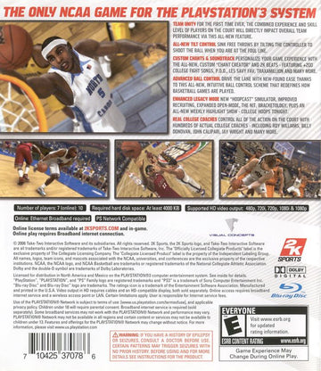 
College Hoops NCAA 2K7 | PlayStation 3 | back cover | Data by MobyGames.com