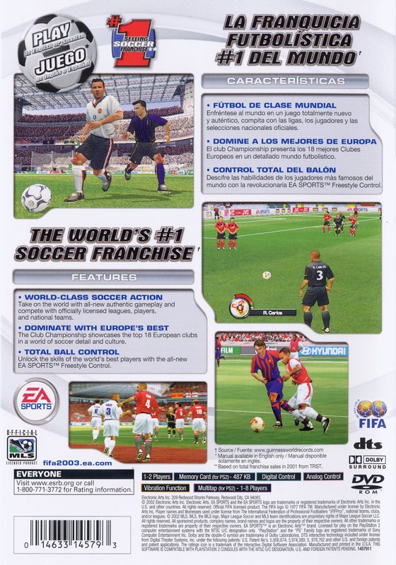 
FIFA Soccer 2003 | PlayStation 2 | back cover | Data by MobyGames.com