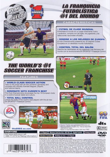 
FIFA Soccer 2003 | PlayStation 2 | back cover | Data by MobyGames.com