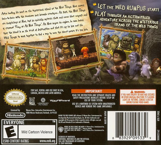 
Where the Wild Things Are | Nintendo DS | back cover | Data by MobyGames.com