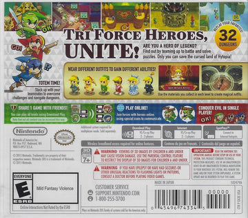 
The Legend of Zelda: Tri Force Heroes | Nintendo 3DS | back cover | Data by MobyGames.com
