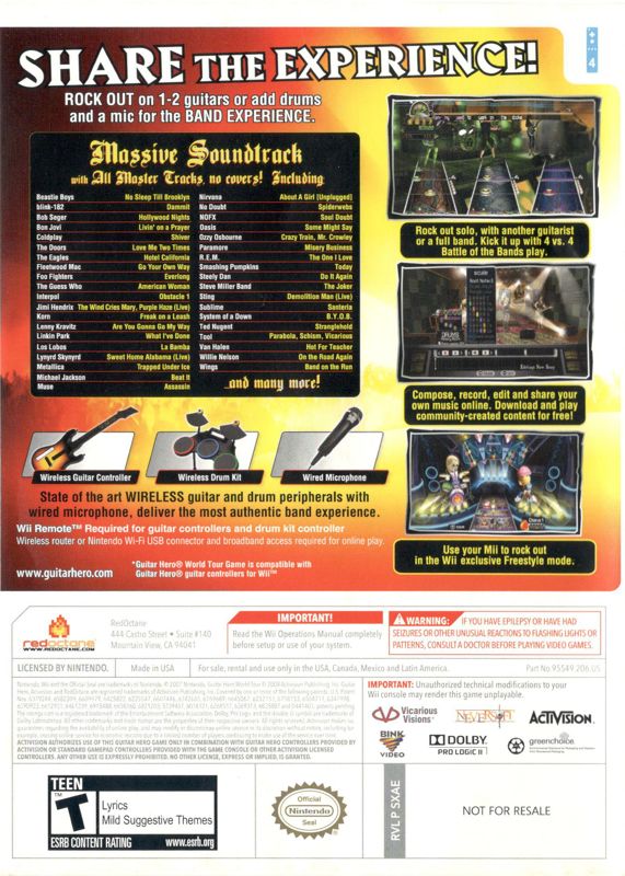 Guitar Hero: World Tour | Wii | back cover | region=North America | source-country=Canada,Mexico,Other,United States | zypher-v2 | moby-603491afc537 | Data by MobyGames.com