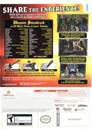 Guitar Hero: World Tour | Wii | back cover | region=North America | source-country=Canada,Mexico,Other,United States | zypher-v2 | moby-603491afc537 | Data by MobyGames.com