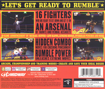 Ready 2 Rumble Boxing | PlayStation | back cover | region=North America | source-country=United States | zypher-v2 | moby-e12fe6c555b1 | Data by MobyGames.com
