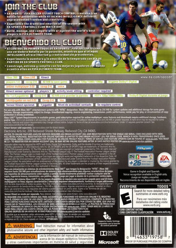 
FIFA Soccer 13 | Xbox 360 | back cover | Region: North America | source-country=Mexico,United States | Data by MobyGames.com