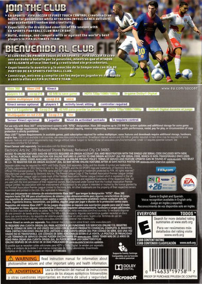 
FIFA Soccer 13 | Xbox 360 | back cover | Region: North America | source-country=Mexico,United States | Data by MobyGames.com