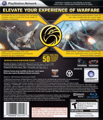Tom Clancy's H.A.W.X | PlayStation 3 | back cover | region=North America | source-country=Canada,Mexico,United States | zypher-v2 | moby-57f57a787219 | Data by MobyGames.com