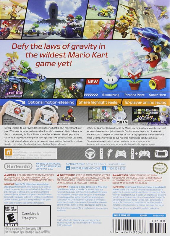 
Mario Kart 8 | Wii U | back cover | Data by MobyGames.com
