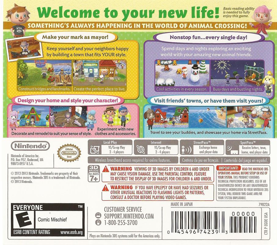 Animal Crossing: New Leaf | Nintendo 3DS | back cover | Data by MobyGames.com