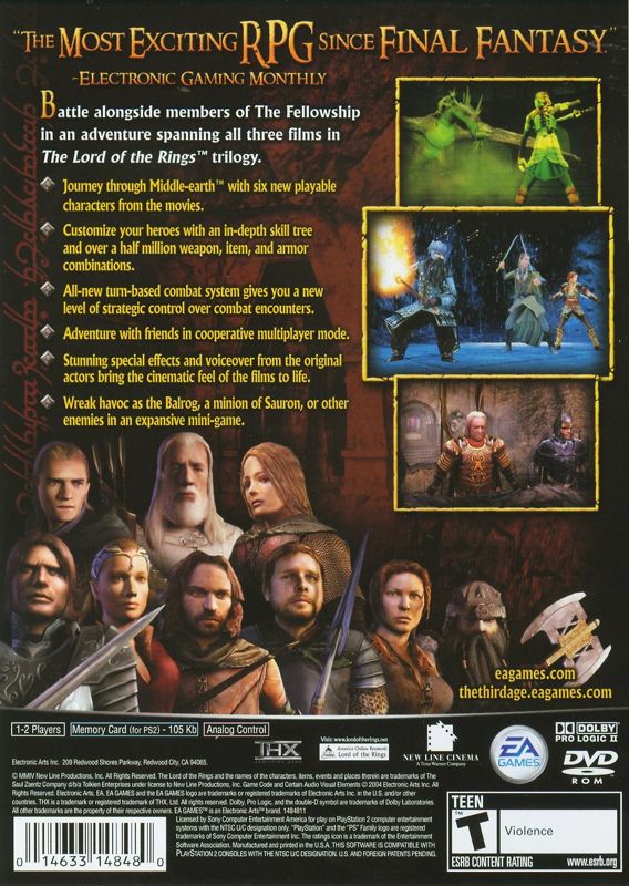 
The Lord of the Rings: The Third Age | PlayStation 2 | back cover | Data by MobyGames.com