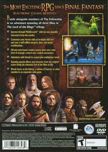 
The Lord of the Rings: The Third Age | PlayStation 2 | back cover | Data by MobyGames.com