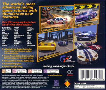 Gran Turismo 2 | PlayStation | back cover | region=North America | source-country=Canada,United States | zypher-v2 | moby-9d12dcbd1852 | Data by MobyGames.com