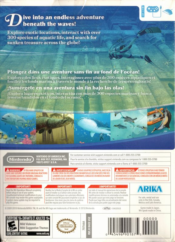 Endless Ocean: Blue World | Wii | back cover | Data by MobyGames.com