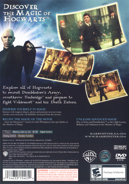Harry Potter and the Order of the Phoenix | PlayStation 2 | back cover | region=North America | source-country=United States | zypher-v2 | moby-72fb79b37a53 | Data by MobyGames.com