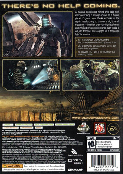 
Dead Space | Xbox 360 | back cover | Region: North America | source-country=United States | Data by MobyGames.com