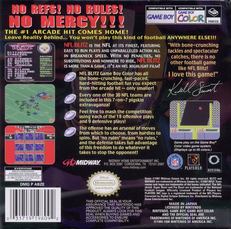 NFL Blitz | Game Boy Color | back cover | region=North America | source-country=United States | zypher-v2 | moby-ac523b510f5c | Data by MobyGames.com