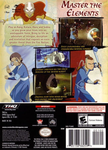 
Avatar: The Last Airbender | GameCube | back cover | Data by MobyGames.com