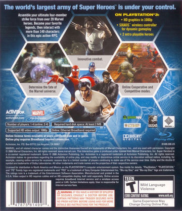 
Marvel Ultimate Alliance | PlayStation 3 | back cover | Data by MobyGames.com