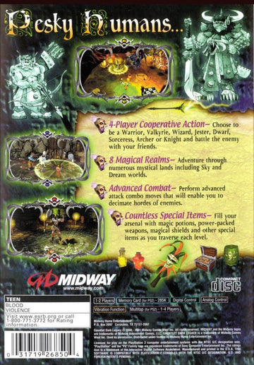 
Gauntlet: Dark Legacy | PlayStation 2 | back cover | Data by MobyGames.com