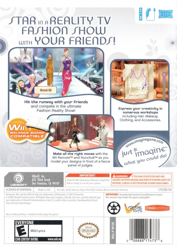 Imagine: Fashion Party | Wii | back cover | Data by MobyGames.com