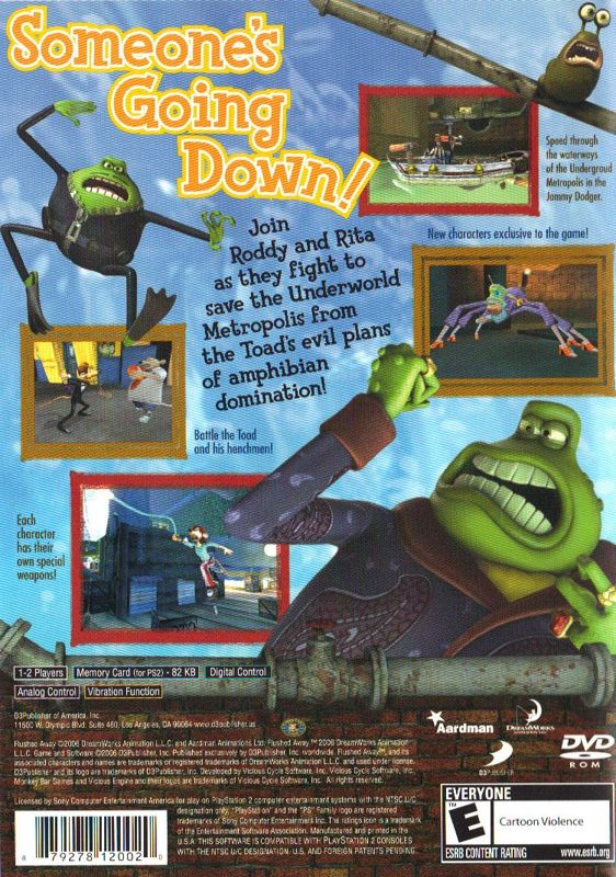 
DreamWorks & Aardman Flushed Away | PlayStation 2 | back cover | Data by MobyGames.com
