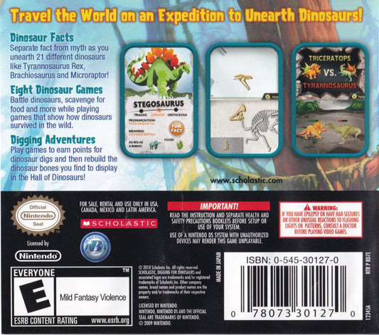 
Digging For Dinosaurs | Nintendo DS | back cover | Data by MobyGames.com